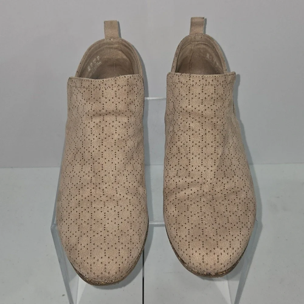 Dr. Scholls Rate Tan Perforated Ankle Booties Be Energized Comfort Shoes 8W